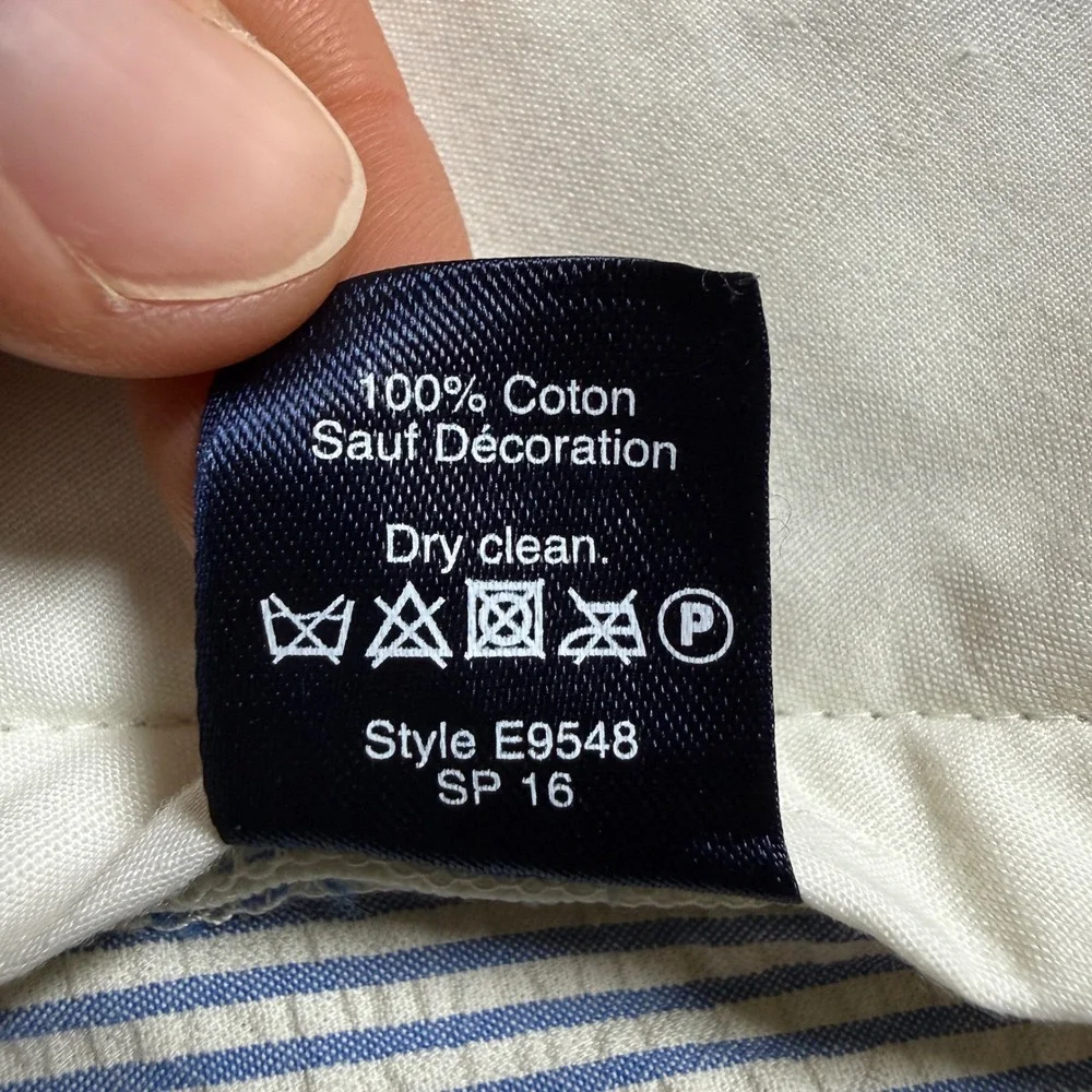 J. Crew‎ Gramercy Shorts Mens 33/8 Blue White Whale Embroidered Seersucker